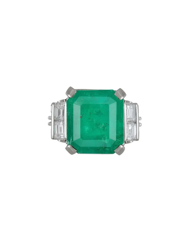 Gia 11.88cts Diamond Emerald Platinum Emerald Cocktail Ring made by Wish Fine Jewelry