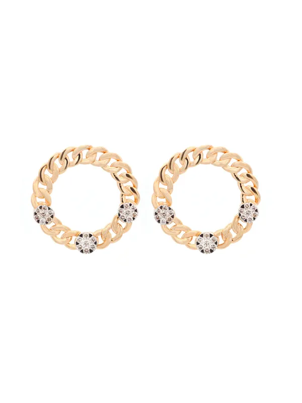 2.25ct Diamond 14K Gold Cuban Circle Earrings made by Wish Fine Jewelry