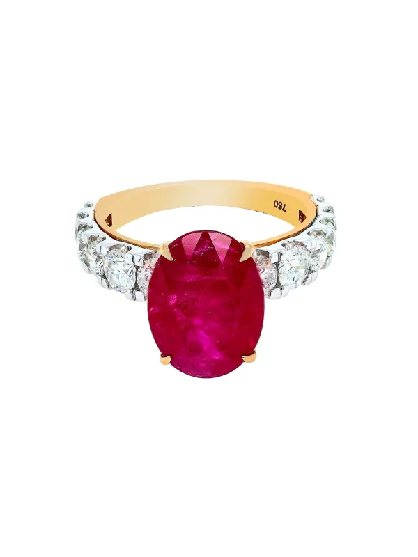 7.57ct Diamond Ruby 18K Gold Cocktail Ring made by Wish Fine Jewelry