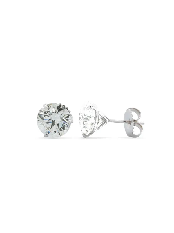 GIA 3.01ct Diamond 18K Gold Stud Martini Setting Earrings made by Wish Fine Jewelry