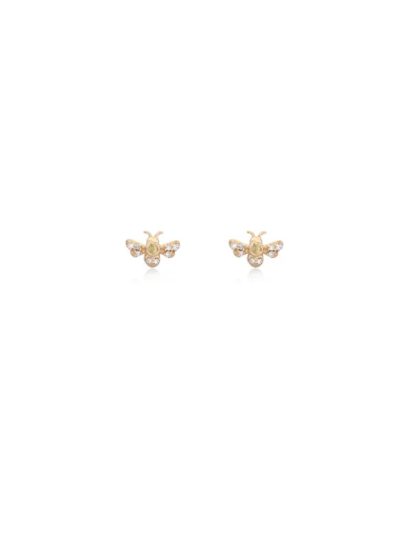0.06ct Diamond 14K Gold Butterfly Stud Earrings made by Wish Fine Jewelry