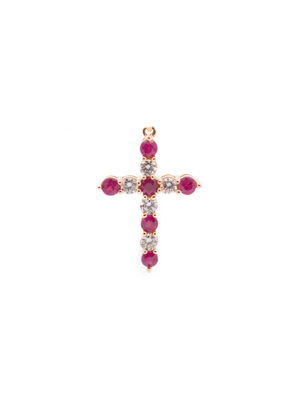 1.27ct Diamond Ruby 14K Gold Cross Pendant sold by Wish Fine Jewelry