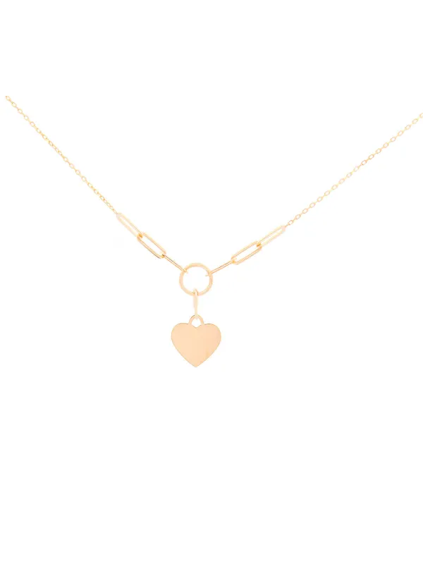 2,5g Heart Pendant Paper Clip Chain 14k Gold Necklace made by Wish Fine Jewelry