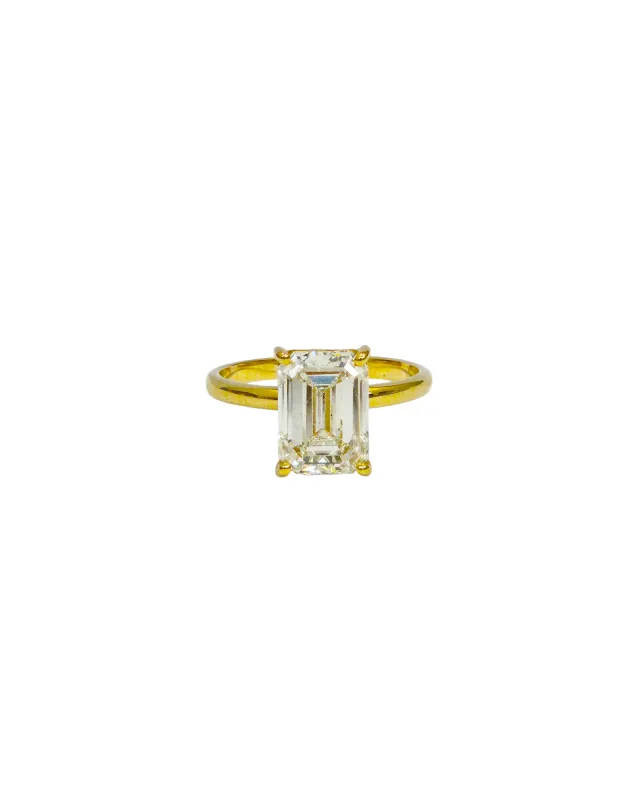 3.02ct Emerald Cut Diamond 18K Gold Solitaire Ring made by Wish Fine Jewelry