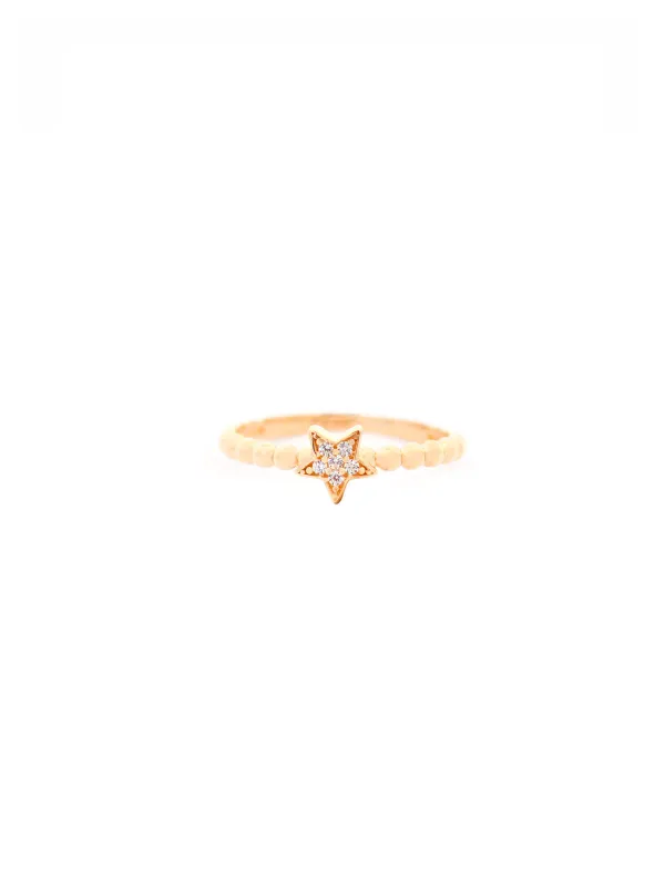 Star 14K Gold Bead Ring made by Wish Fine Jewelry