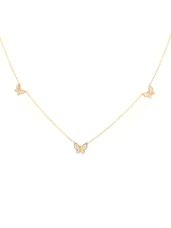 14KY Gold Five Station Mother Of Pearl Necklace made by Wish Fine Jewelry