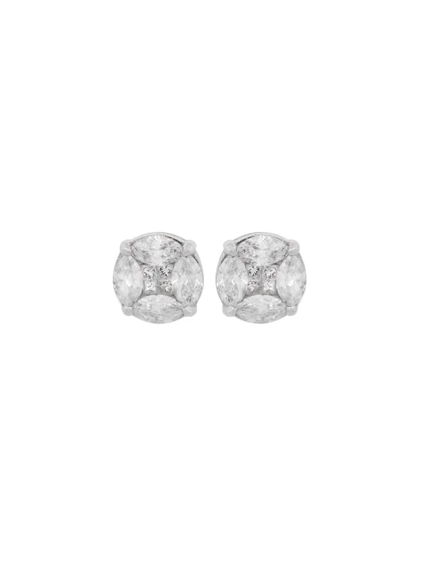 1.96cts Diamond 18K Gold Ilusion Set Stud Earrings made by Wish Fine Jewelry