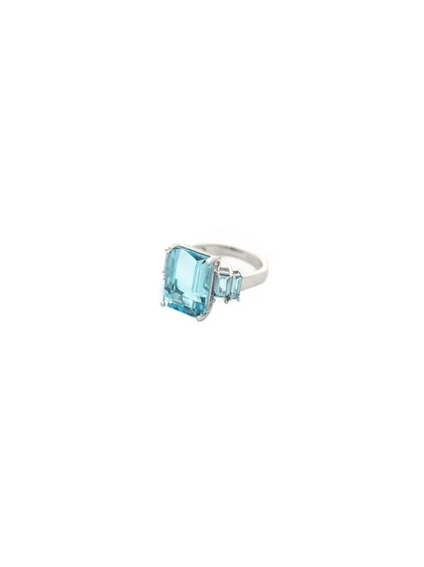 14.45ct Diamond Aquamarine 18K Gold Ring made by Wish Fine Jewelry
