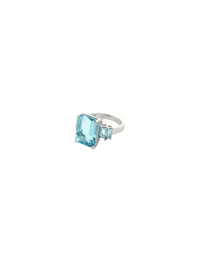 14.45ct Diamond Aquamarine 18K Gold Ring sold by Wish Fine Jewelry