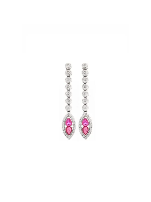 1.25ct Ruby Diamond 18K Gold Linear Earring made by Wish Fine Jewelry