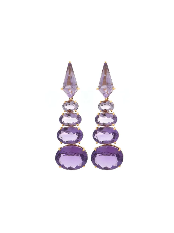 15.80ct Ombre Amethyst 18K Gold Cascade Earrings made by Wish Fine Jewelry