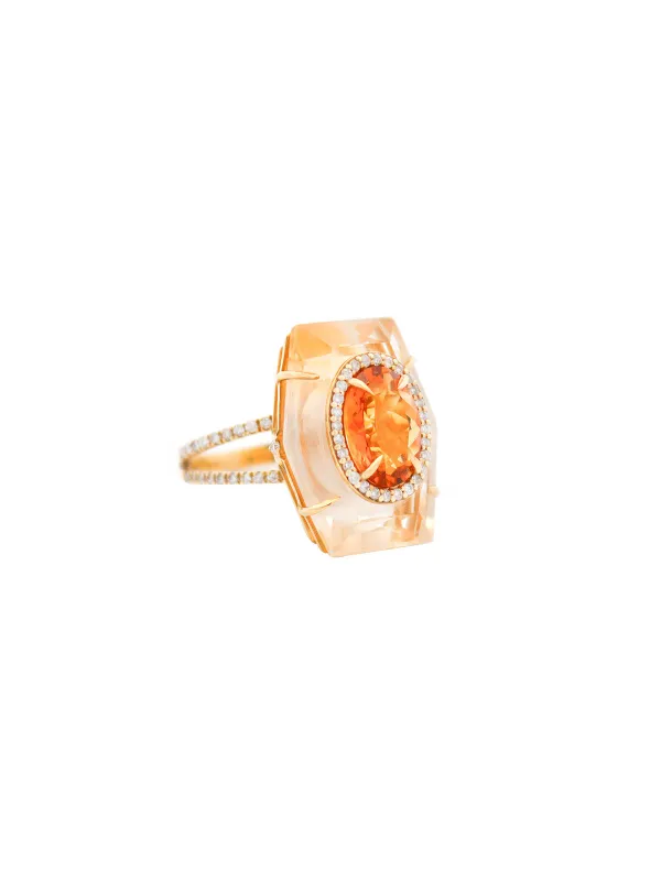 Fancy Shape Citrine 18K Gold Cocktail Ring made by Wish Fine Jewelry