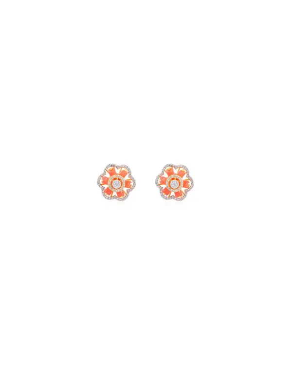 5.97ct Diamond _ 14K Gold Flower Stud Earrings made by Wish Fine Jewelry