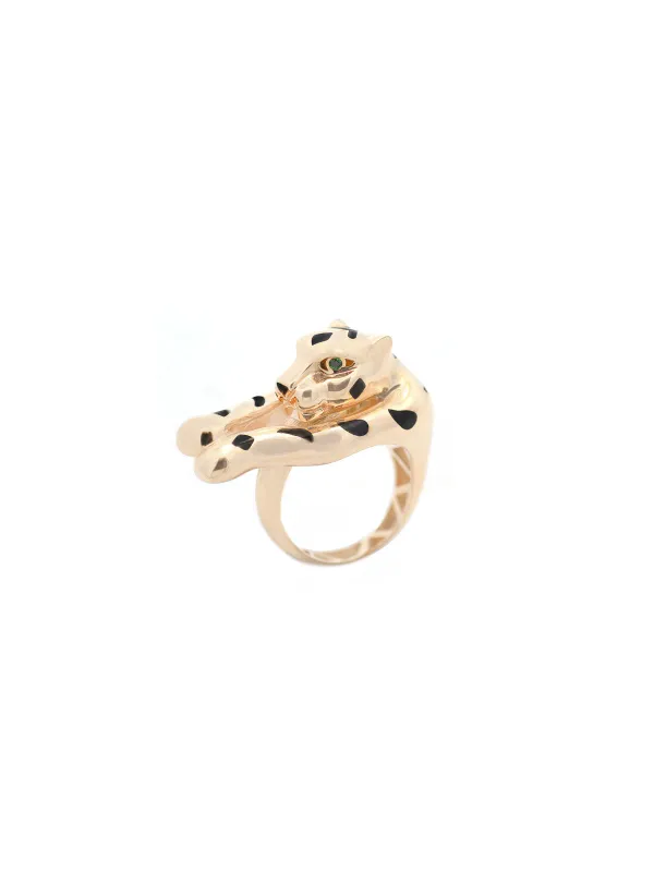 14K Gold Panther Ring made by Wish Fine Jewelry