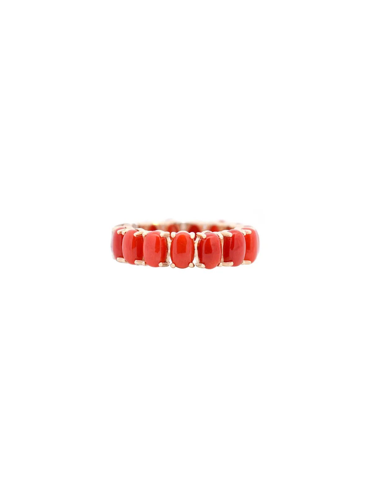 8.30ct Red Coral 14K Gold Eternity Ring sold by Wish Fine Jewelry