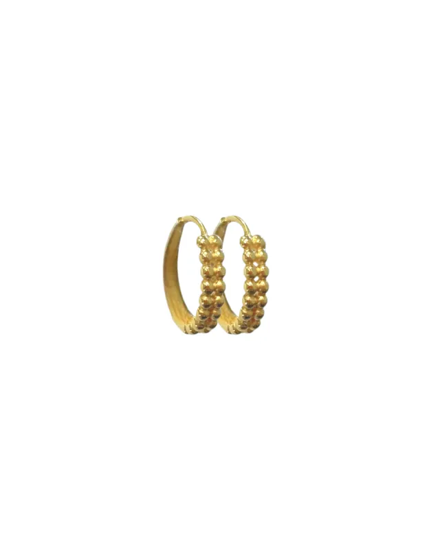 18KY 2.3g Big Bead Hoops made by Wish Fine Jewelry