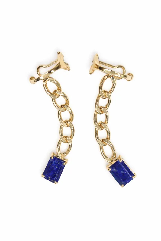 18KY Grumet Lapiz Lazuli Earring made by Wish Fine Jewelry