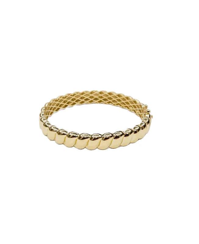 18K Gold Hard Twisted Bangle Bracelet made by Wish Fine Jewelry