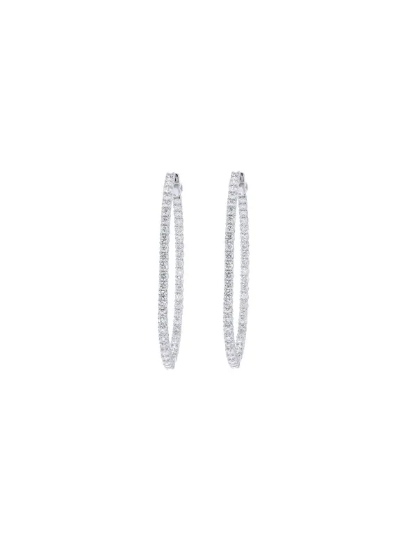 5.0ct Diamond 14K Gold Inside Outside Hoop Earrings made by Wish Fine Jewelry