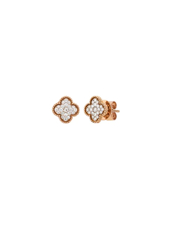 0.32ct Diamond 18K Gold Flower Earrings made by Wish Fine Jewelry