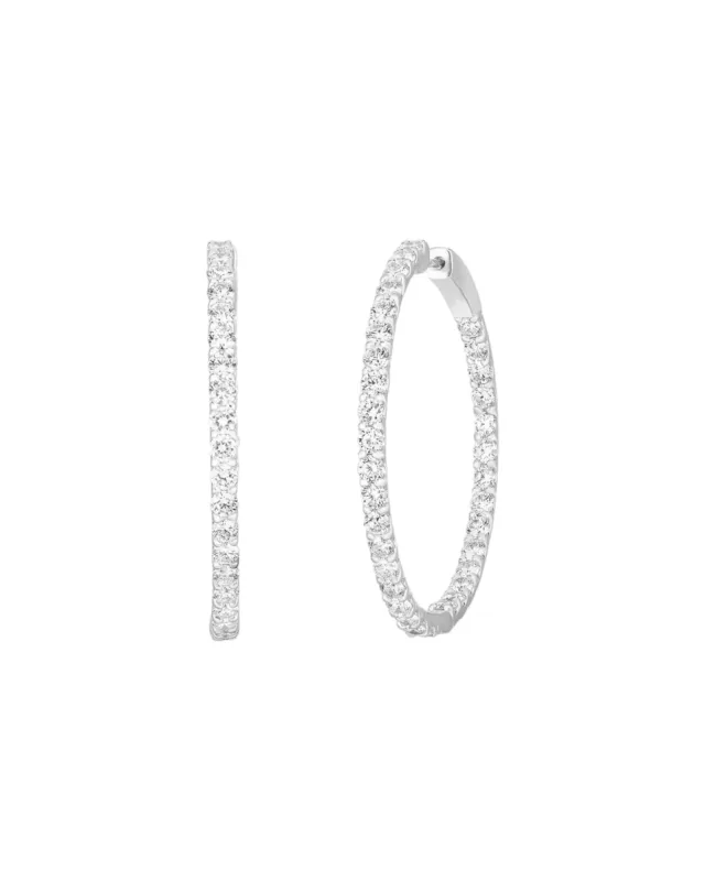 3.10ct Diamond 18K Gold Inside Out Hoops Earrings made by Wish Fine Jewelry