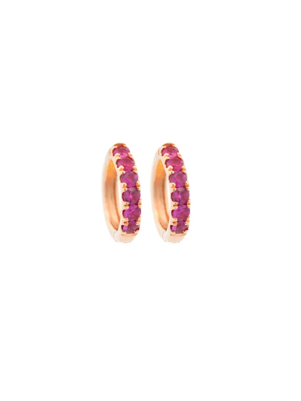 0.46ct Ruby 14K Gold Huggie Hoop Earrings made by Wish Fine Jewelry
