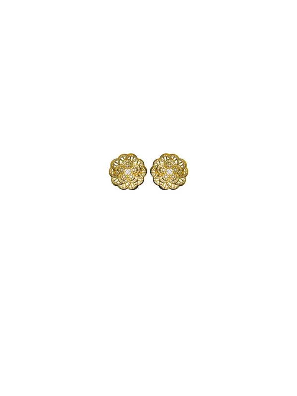 3.31ct Diamond 14K Gold Flower Earrings made by Wish Fine Jewelry