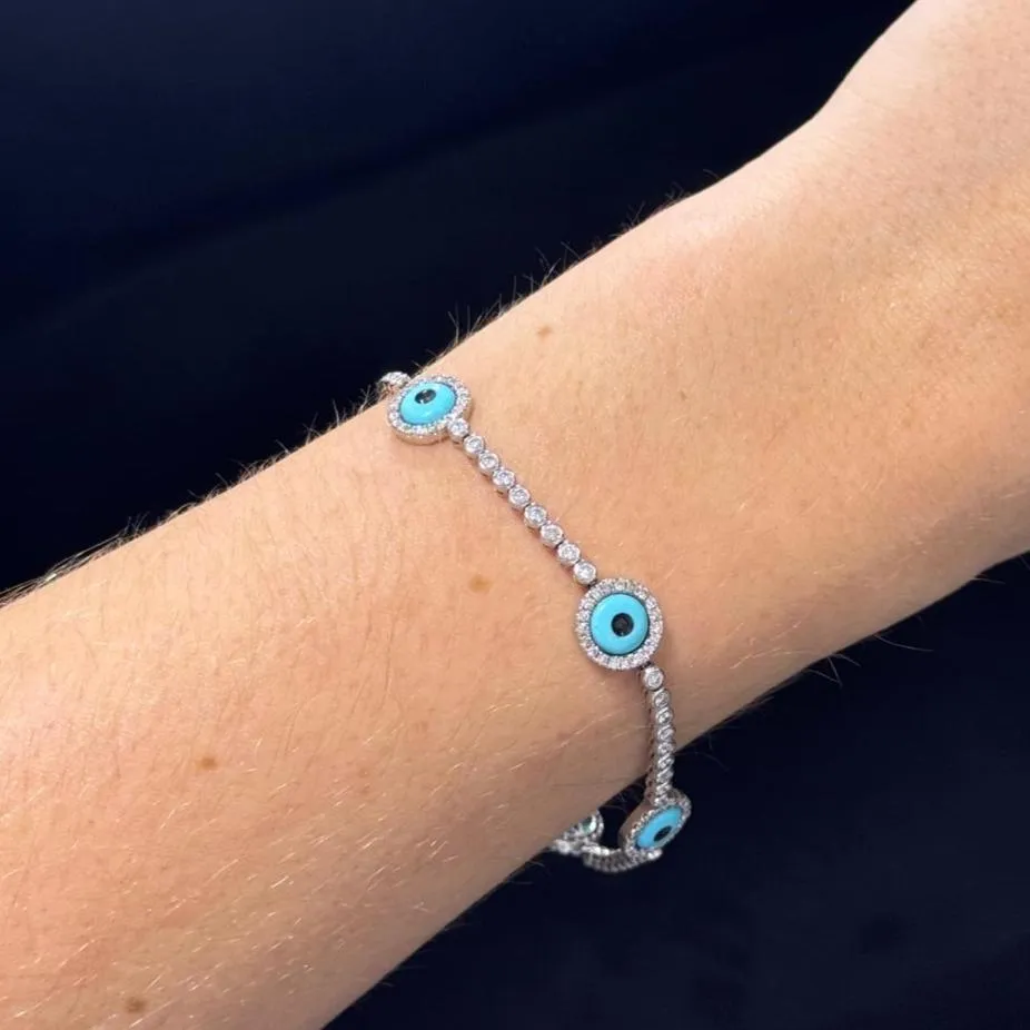 Evil Eye Diamond Gold Tennis Bracelet sold by Wish Fine Jewelry product image thumbnail 2
