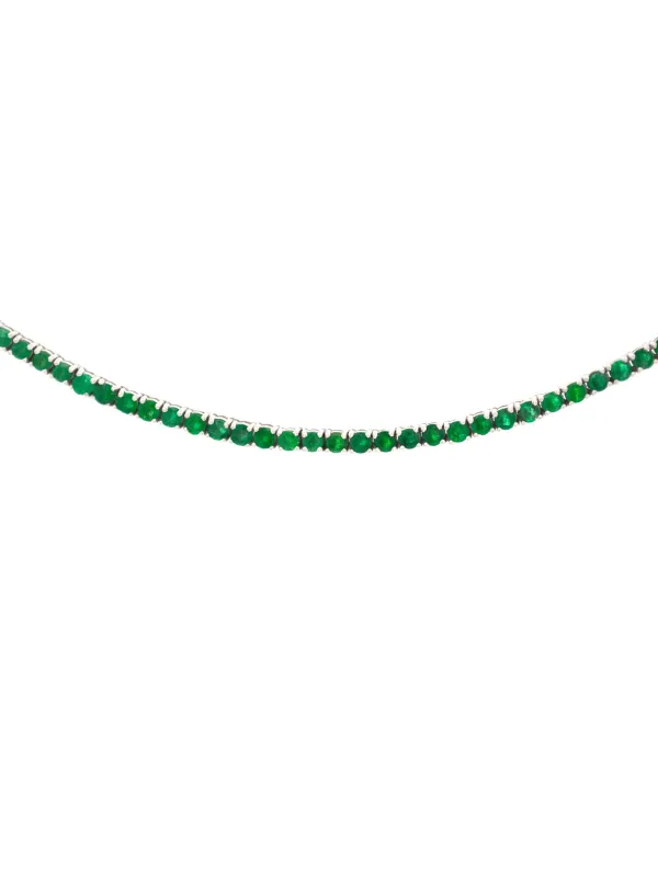 8.29ct Emerald 18K Gold Tennis Necklace made by Wish Fine Jewelry