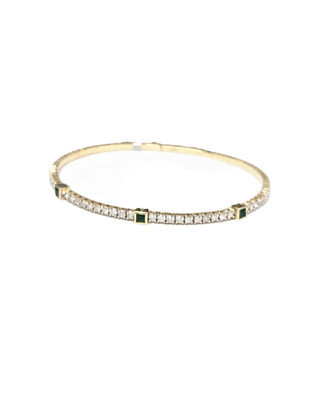 1.17ct Emerald Diamond 14K Gold Bangle Bracelet sold by Wish Fine Jewelry