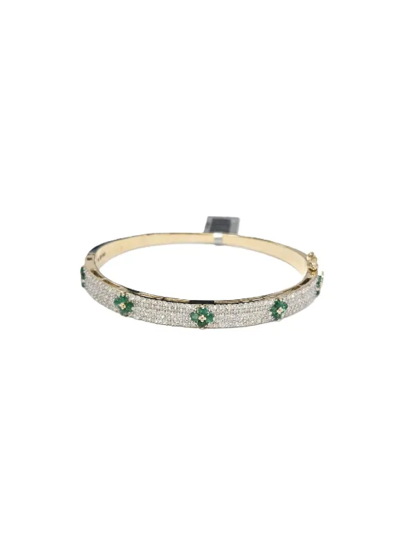 3.0ct Emerald Diamond 14K Gold Pave Bracelet made by Wish Fine Jewelry