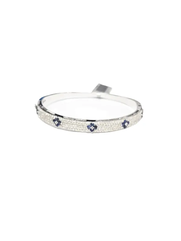 3.0ct Blue Sapphire Diamond 14K Gold Pave Bracelet made by Wish Fine Jewelry