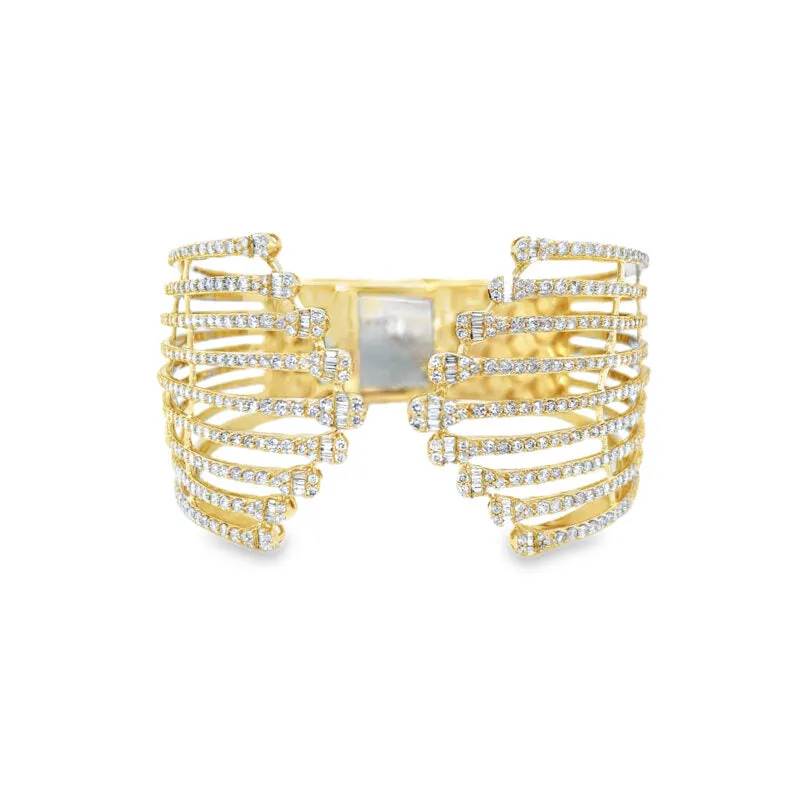 5.50ct Diamond 14K Gold Open Cuff Bracelet made by Wish Fine Jewelry
