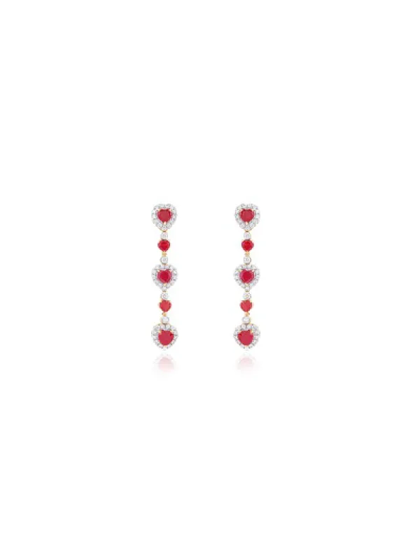 7.11ct Ruby Diamond 14K Gold Earrings made by Wish Fine Jewelry