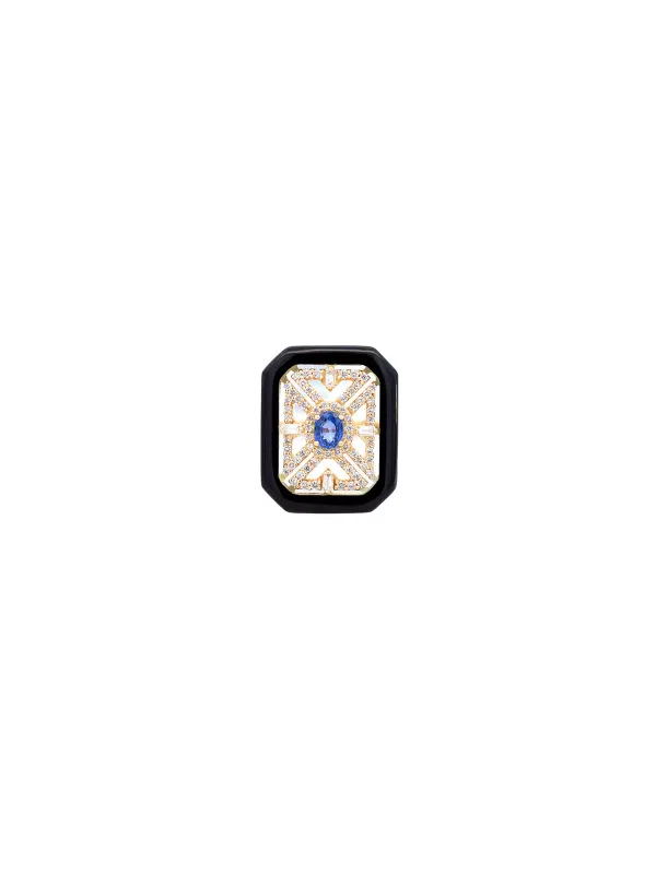 5.50ct Sapphire Diamond 18K Gold Ring made by Wish Fine Jewelry