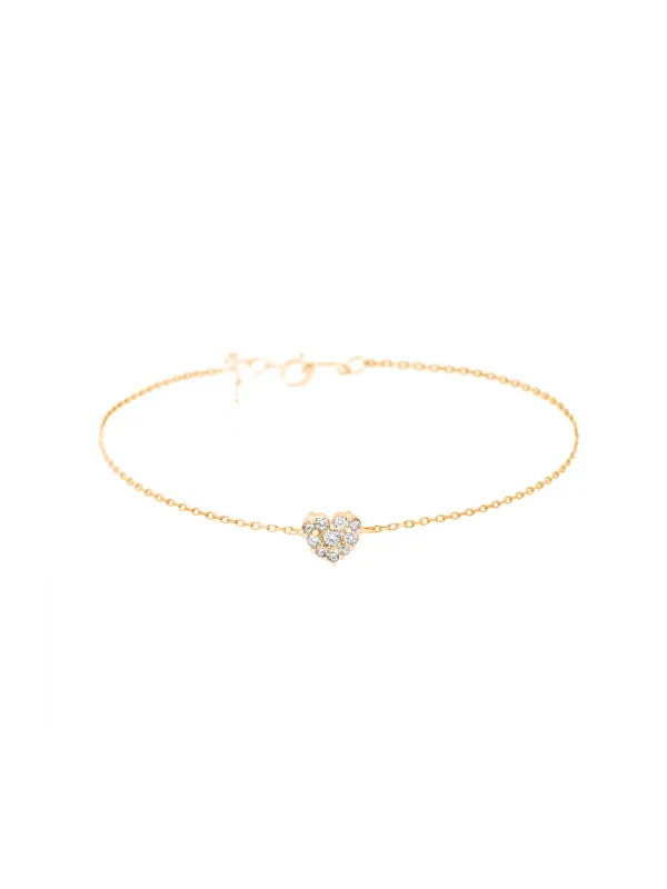 0.23ct Diamond 18K Gold Heart Chain Bracelet made by Wish Fine Jewelry