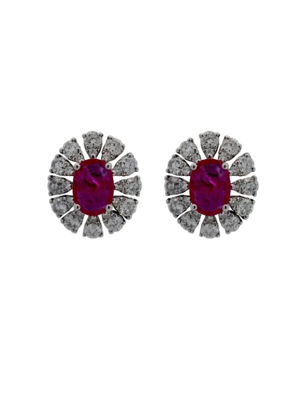 2.46ct Diamond Ruby 18K Gold Earrings made by Wish Fine Jewelry