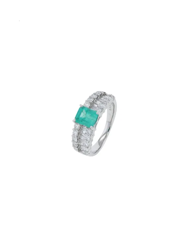 2.29ct Diamond Emerald Platinum Ring made by Wish Fine Jewelry
