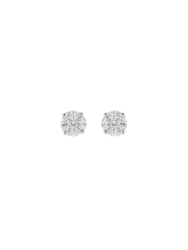 2.09cts Diamond 18K Gold Illusion Stud Earrings made by Wish Fine Jewelry