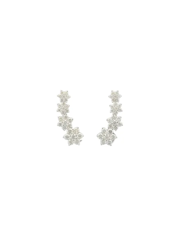 1.77ct Diamond 18K Gold Flower Climber Earrings made by Wish Fine Jewelry