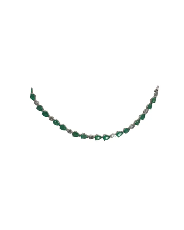 7.60ct Emerald Diamond 18K Gold Tennis Bracelet made by Wish Fine Jewelry