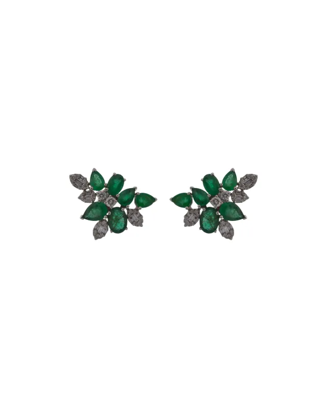 6.20ct Diamond Emerald 18K Gold Earrings made by Wish Fine Jewelry