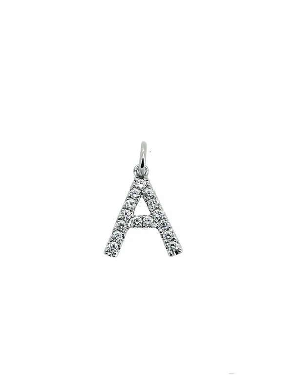 White gold_ Diamond Pendant Letter A. made by Wish Fine Jewelry