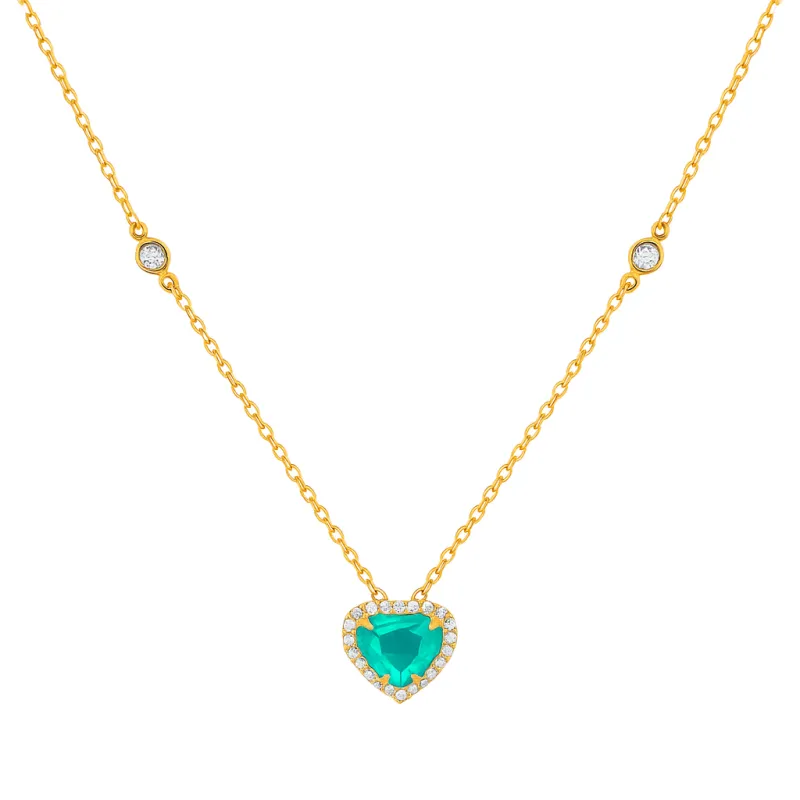 1.33ct Emerald Diamond 18K Gold Heart Necklace made by Wish Fine Jewelry
