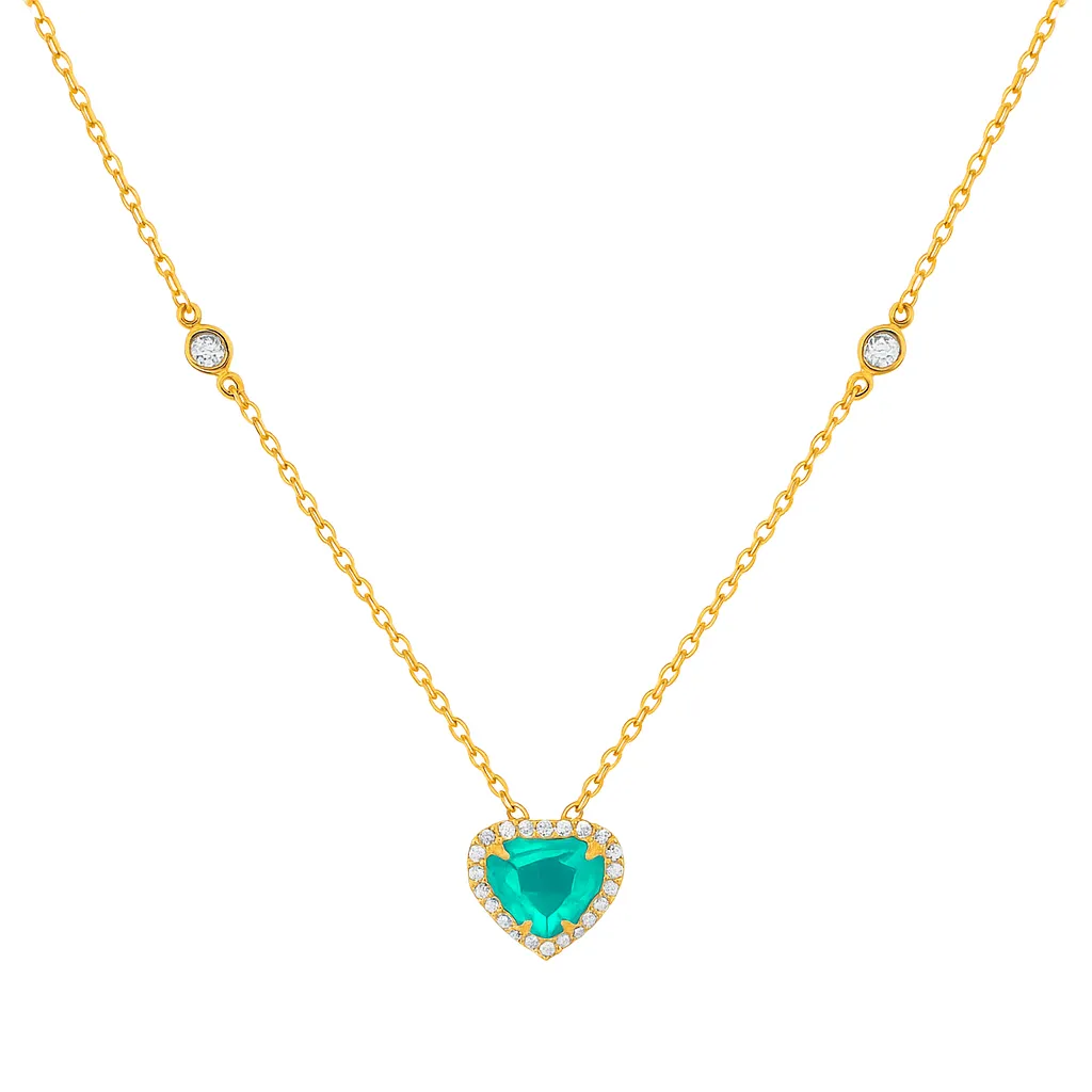 1.33ct Emerald Diamond 18K Gold Heart Necklace sold by Wish Fine Jewelry