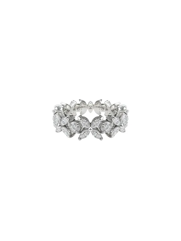 2.12ct Diamond 18K Gold Flower Band Ring made by Wish Fine Jewelry