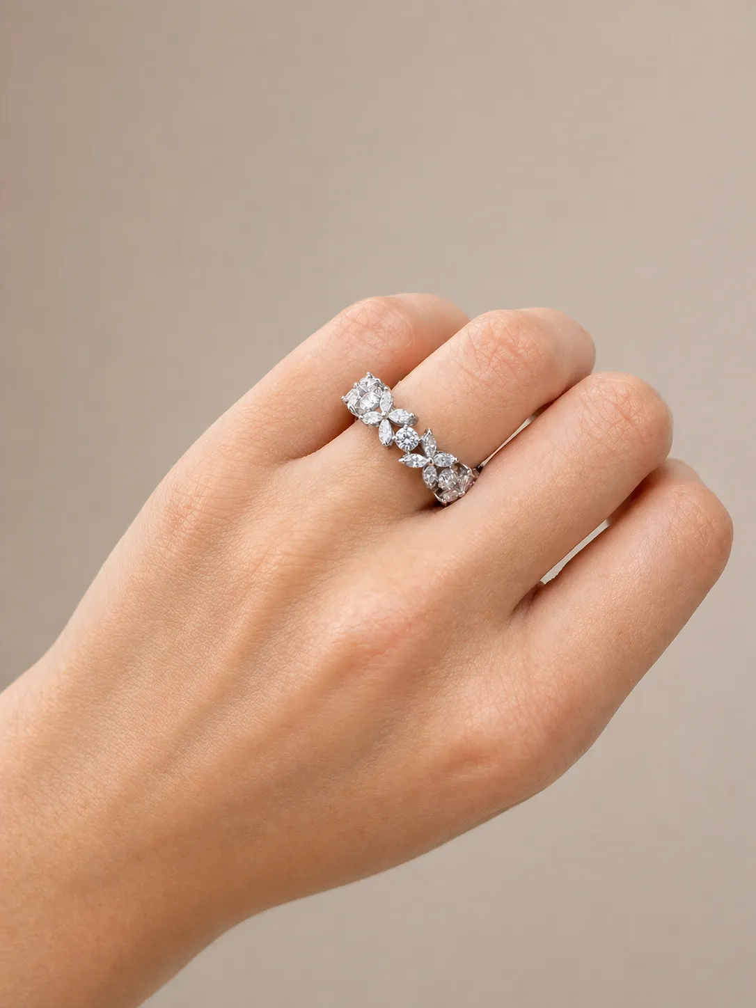 2.12ct Diamond 18K Gold Flower Band Ring sold by Wish Fine Jewelry product image thumbnail 2