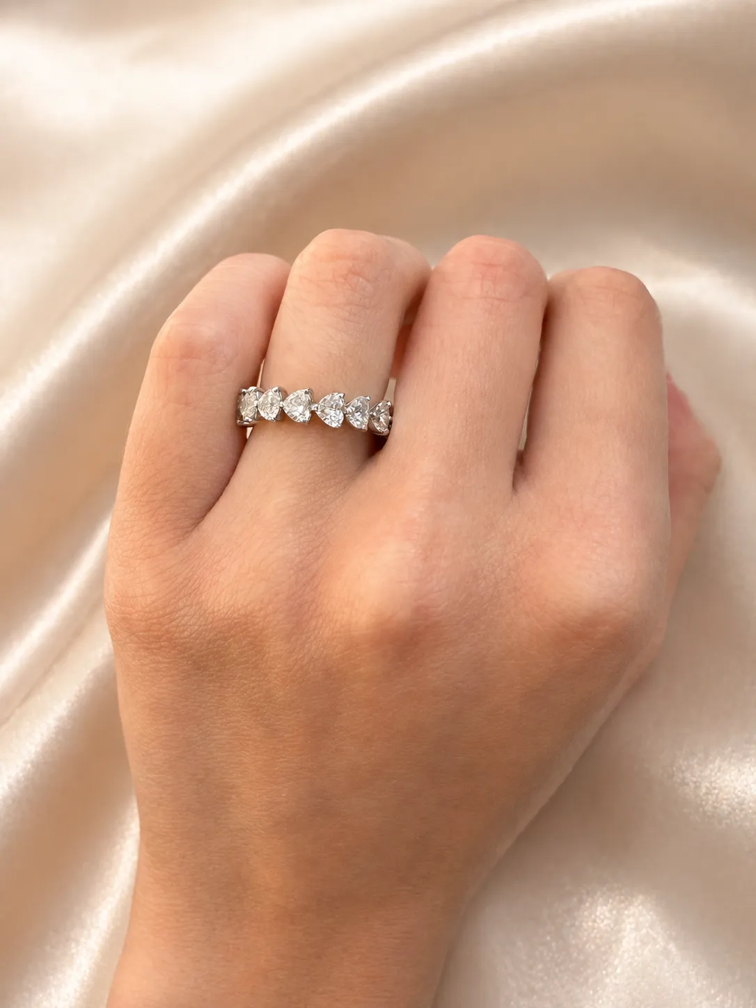 2.78ct Diamond 18K Gold Heart Eternity Ring sold by Wish Fine Jewelry product image thumbnail 2