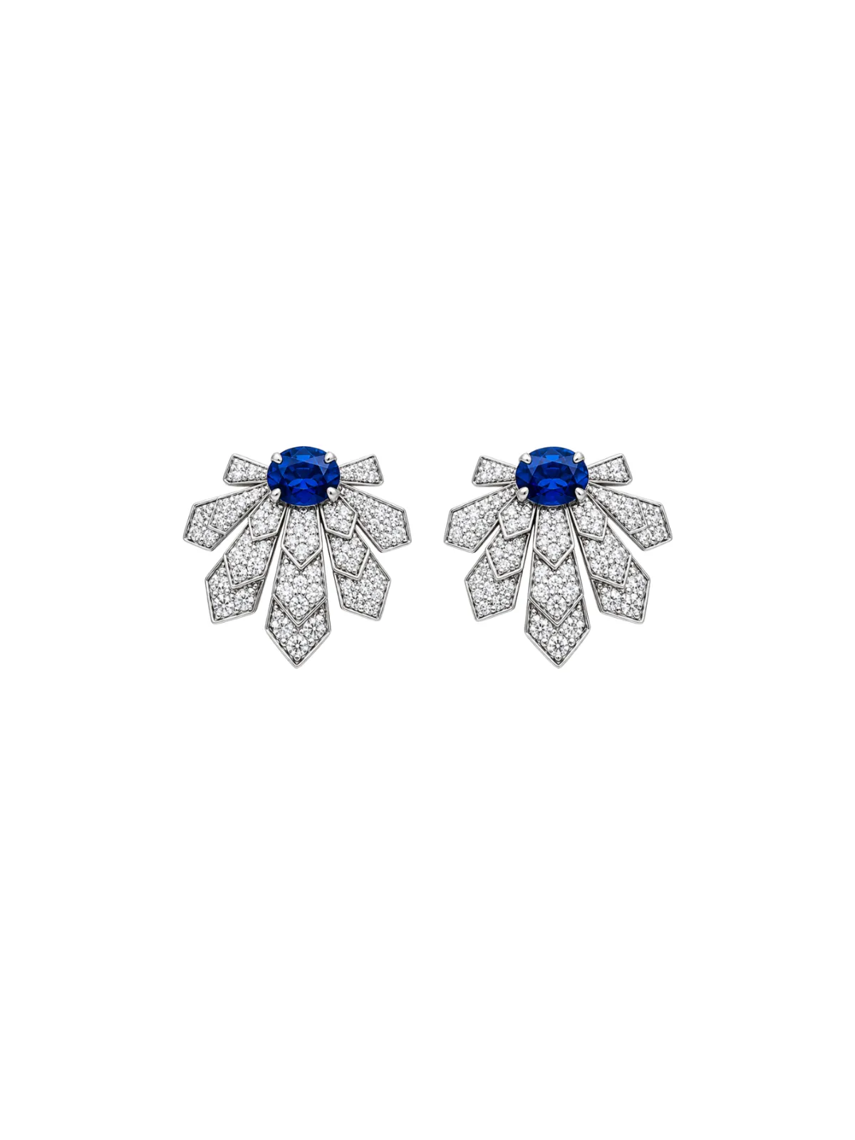 2.92ct Diamond Sapphire 18K Gold Leaf Earrings sold by Wish Fine Jewelry