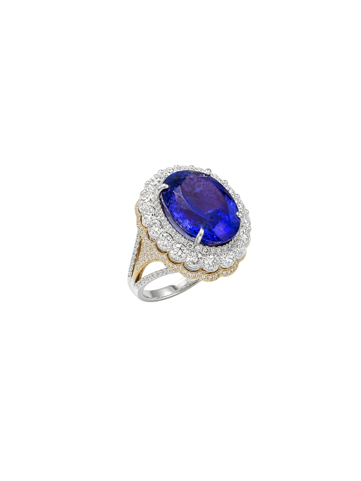 14.65ct Diamond Tanzanite 18K Gold Cocktail Ring sold by Wish Fine Jewelry product image thumbnail 2